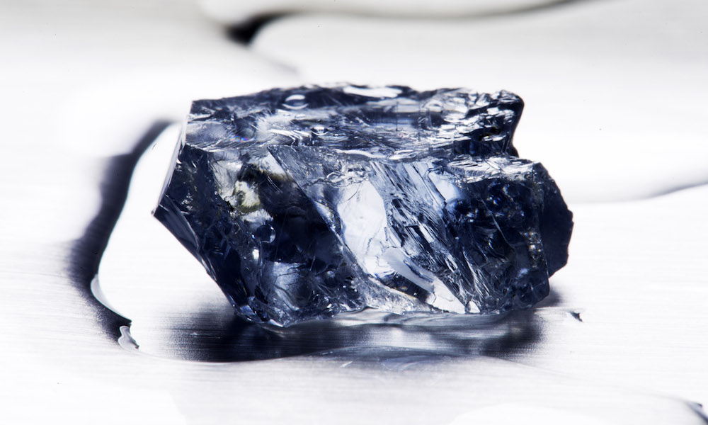 A high quality 25.5 carat rough blue diamond recovered at Cullinan in April 2013 Petra