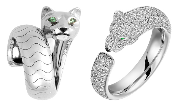 CARTIER Diamond, Sapphire, Onyx and Emerald Panther Ring – Yafa Signed  Jewels
